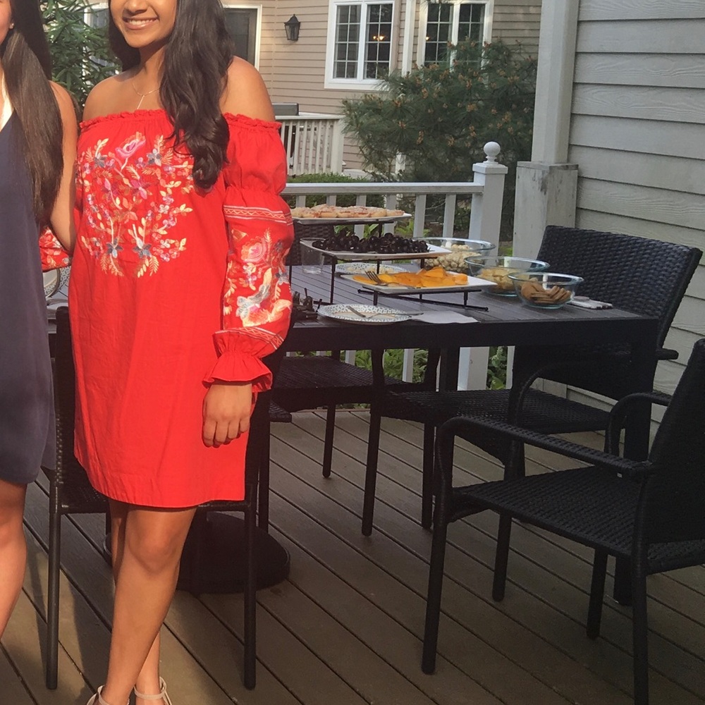 Red Off-The-Shoulder Floral Free People Dress - Picture 5 of 5
